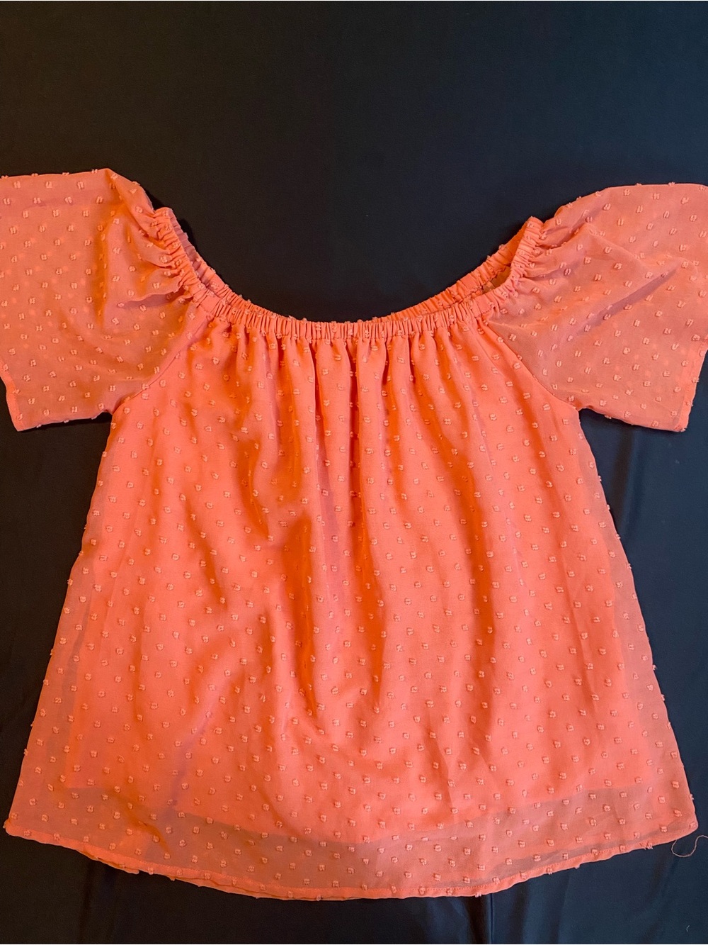 Coral Off-Shoulder Swiss Dot Tunic
